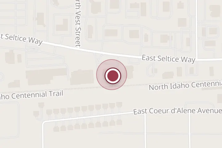 Street map around 1616 E Seltice Way, Post Falls, with a pin at Wyatt Luedecke